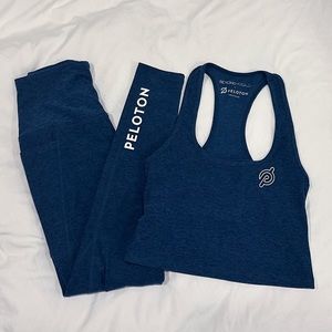 Beyond yoga X peloton small heather blue set